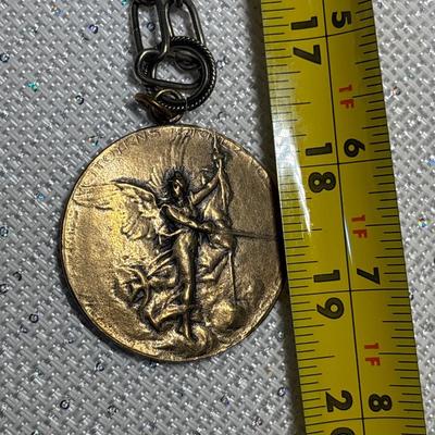 Heavy brass medallion necklace