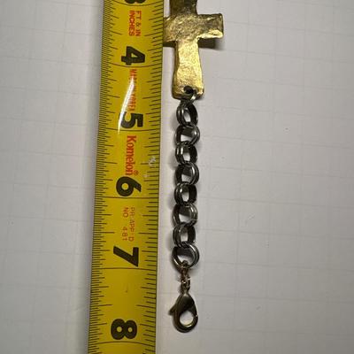 Hammered metal cross bracelet