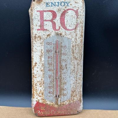 Vintage Royal Crown Cola RC Metal Thermometer Sign – Rustic Advertising