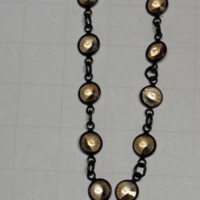 Clear Crystal/brass necklace