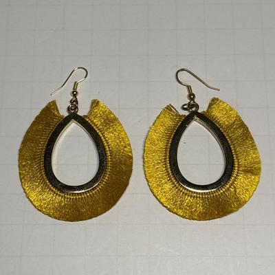 Boho gold tassel teardrop earrings