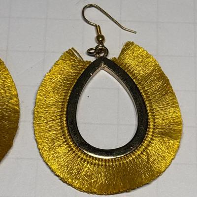 Boho gold tassel teardrop earrings