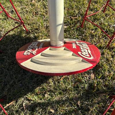 Vintage Coca-Cola Café Table w/ 4 Red Heart-Back Chairs – Retro Diner Set