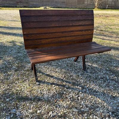 Antique New Orleans Folding Streetcar / Trolley Bench – Original Hardware – Bolt-Down Legs