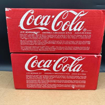 Vintage Coca-Cola Brand Drinkware – 16 Bell Soda Glasses – Georgia Green – NOS