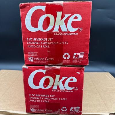 Vintage Coca-Cola Brand Drinkware – 16 Bell Soda Glasses – Georgia Green – NOS