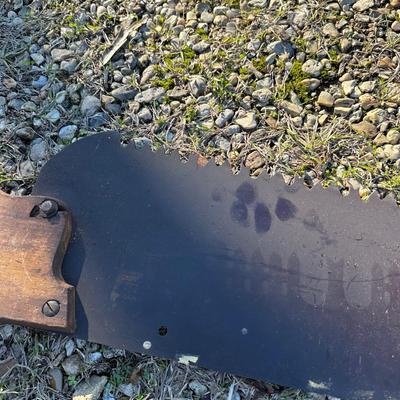 Antique 2-Man Crosscut Logging Saw – Original Wooden Handles – Maker’s Medallion