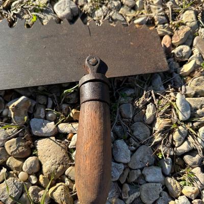 Antique 2-Man Crosscut Logging Saw – Original Wooden Handles – Maker’s Medallion