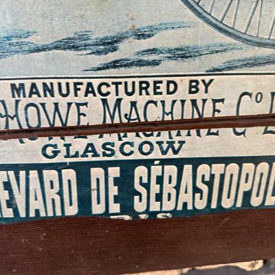 Antique HOWE Bicycles & Tricycles Advertising Sign – Mounted on Wood – Penny-Farthing Graphic