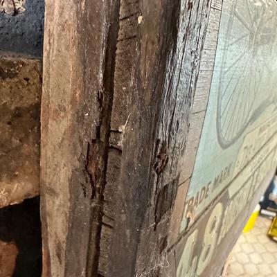 Antique HOWE Bicycles & Tricycles Advertising Sign – Mounted on Wood – Penny-Farthing Graphic