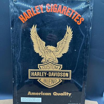 Vintage Harley-Davidson Blend Harley Cigarettes Embossed Metal Sign — 1994 Lorillard