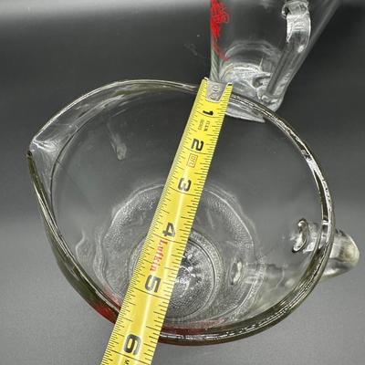 Pair of Vintage Jax Beer Glass Pitchers – Red Logo – New Orleans Brewery