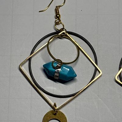 Crescent Moon earrings with turquoise look stone