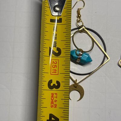 Crescent Moon earrings with turquoise look stone