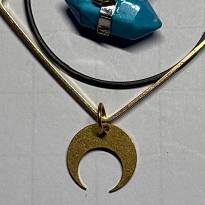 Crescent Moon earrings with turquoise look stone