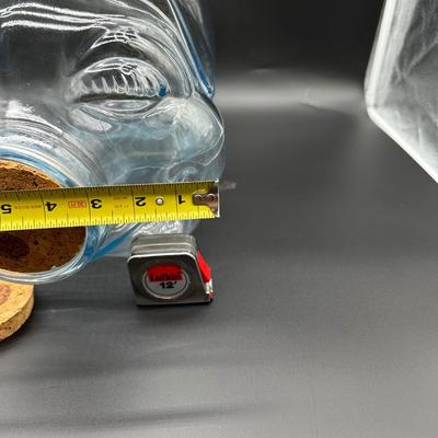 Vintage Pig-Shaped Clear Glass Bottle / Jar w/ Cork Stopper