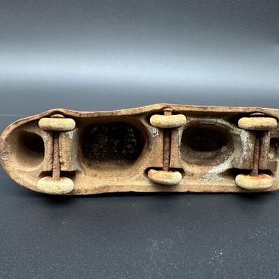 Vintage Cast Iron Toy Car – Art Deco Style – Rolling Wheels – Rustic Patina