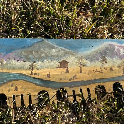 Vintage Hand Saw w/ Hand-Painted Folk Art Landscape – Rustic Decor