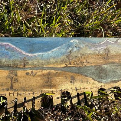 Vintage Hand Saw w/ Hand-Painted Folk Art Landscape – Rustic Decor