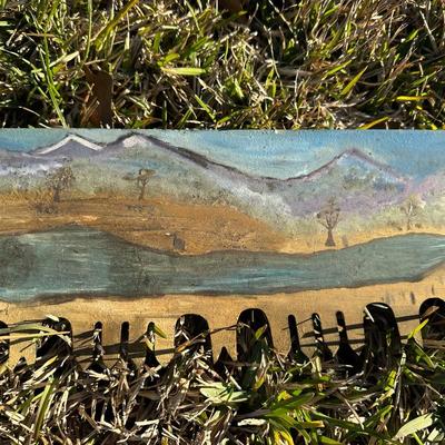 Vintage Hand Saw w/ Hand-Painted Folk Art Landscape – Rustic Decor