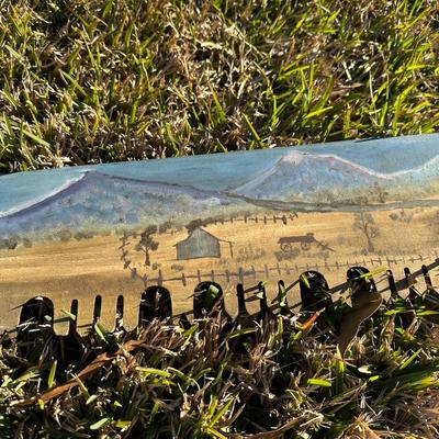 Vintage Hand Saw w/ Hand-Painted Folk Art Landscape – Rustic Decor