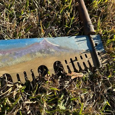 Vintage Hand Saw w/ Hand-Painted Folk Art Landscape – Rustic Decor
