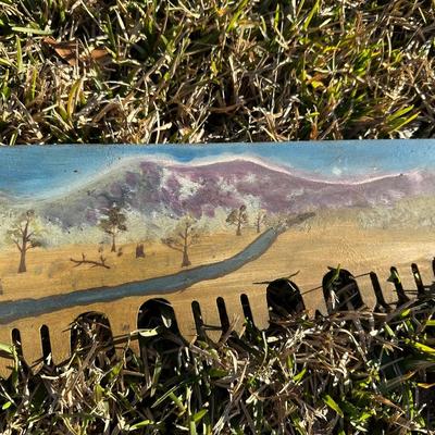 Vintage Hand Saw w/ Hand-Painted Folk Art Landscape – Rustic Decor