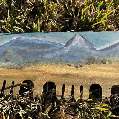 Vintage Hand Saw w/ Hand-Painted Folk Art Landscape – Rustic Decor