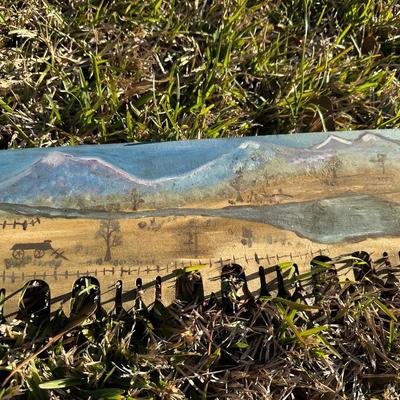 Vintage Hand Saw w/ Hand-Painted Folk Art Landscape – Rustic Decor