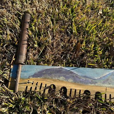 Vintage Hand Saw w/ Hand-Painted Folk Art Landscape – Rustic Decor