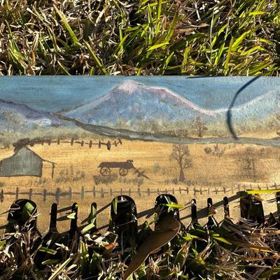 Vintage Hand Saw w/ Hand-Painted Folk Art Landscape – Rustic Decor
