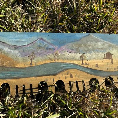 Vintage Hand Saw w/ Hand-Painted Folk Art Landscape – Rustic Decor