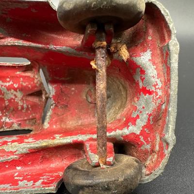 Vintage Cast Metal Toy Pickup Truck – Red Paint, Heavy Patina