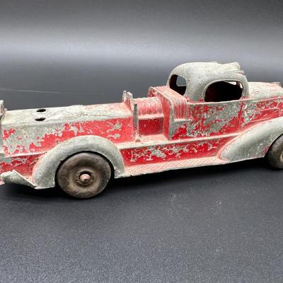 Vintage Cast Metal Toy Pickup Truck – Red Paint, Heavy Patina