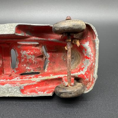 Vintage Cast Metal Toy Pickup Truck – Red Paint, Heavy Patina