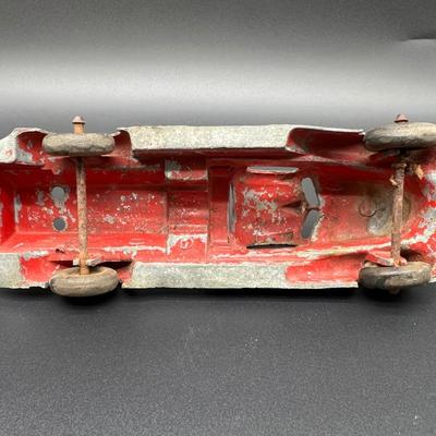 Vintage Cast Metal Toy Pickup Truck – Red Paint, Heavy Patina