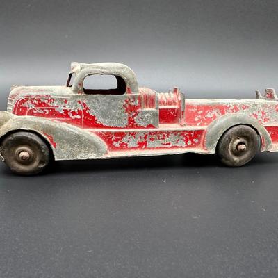 Vintage Cast Metal Toy Pickup Truck – Red Paint, Heavy Patina