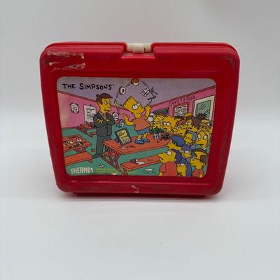 Vintage The Simpsons Thermos Lunchbox Set – Red Plastic Box w/ Bart Simpson Therm