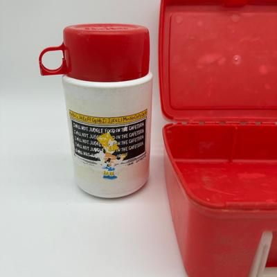 Vintage The Simpsons Thermos Lunchbox Set – Red Plastic Box w/ Bart Simpson Therm