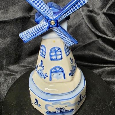 Vintage Delft Blue Ceramic Windmill – Elesva Holland Porcelain Collectible Decor