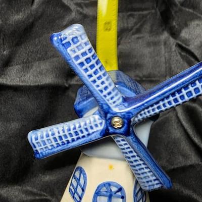 Vintage Delft Blue Ceramic Windmill – Elesva Holland Porcelain Collectible Decor