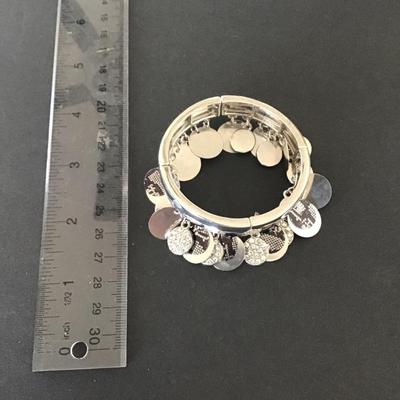 Sale Photo Thumbnail #46: Silver tone fashion charm stretch bracelet Please see attached pictures