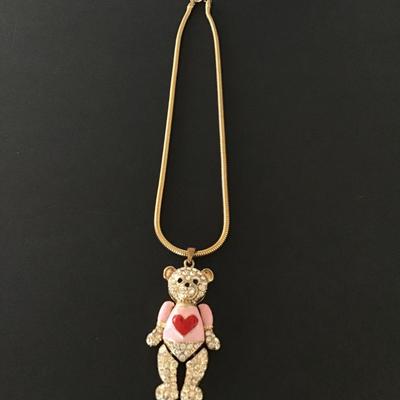 Sale Photo Thumbnail #51: Very cute articulated enamel teddy bear with Rhinestones Please see attached pictures