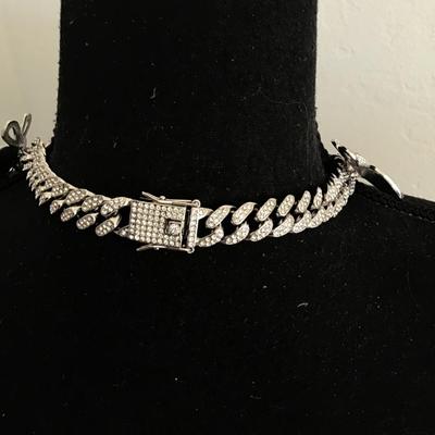 Sale Photo Thumbnail #86: Very cute iced out butterfly choker style necklace Please see attached pictures
