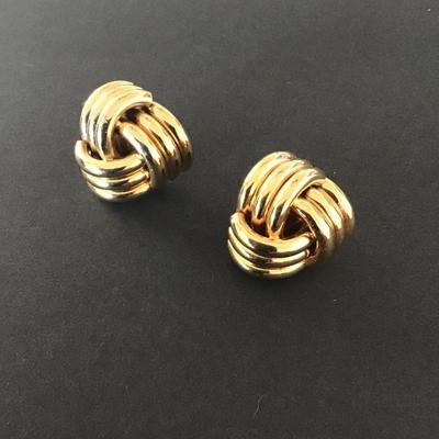 Sale Photo Thumbnail #90: Vintage Gold Tone love knot stud earrings 
Please see attached pictures