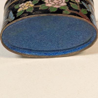 Vintage Cloisonne Chinese Peking Opera Trinket Box Enamel Culture Mask