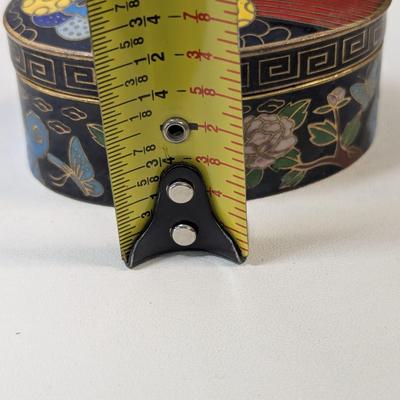 Vintage Cloisonne Chinese Peking Opera Trinket Box Enamel Culture Mask