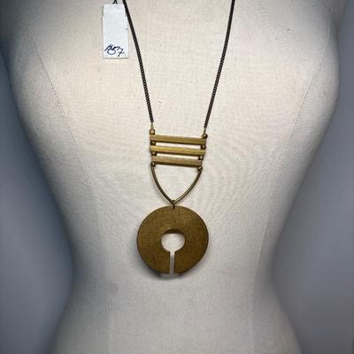 Brutalist brass necklace