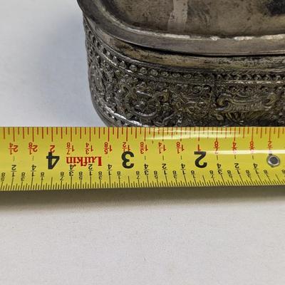 Antique Chinese Silver Plate & Porcelain Box