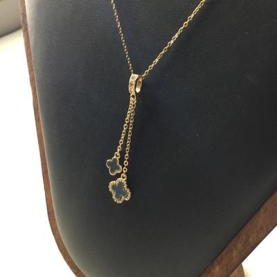 S. Steel fashion y shape clover dangle necklace